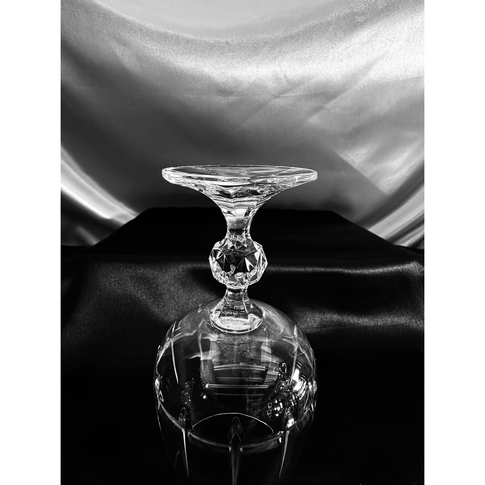 Bohemian Crystal Crystalex Water Goblets Set of 3 Cut Glass Faceted Stem 6 5/8" - Picture 8 of 13